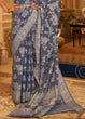 Load image into Gallery viewer, Lead Grey Chikankari Weaving Banarasi Cotton Silk Saree Clothsvilla