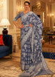 Load image into Gallery viewer, Lead Grey Chikankari Weaving Banarasi Cotton Silk Saree Clothsvilla