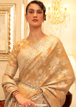 Load image into Gallery viewer, Sand Brown Chikankari Weaving Banarasi Cotton Silk Saree Clothsvilla