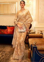 Load image into Gallery viewer, Sand Brown Chikankari Weaving Banarasi Cotton Silk Saree Clothsvilla