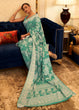 Load image into Gallery viewer, Caribbean Green Chikankari Weaving Banarasi Cotton Silk Saree Clothsvilla