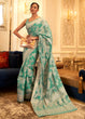 Load image into Gallery viewer, Caribbean Green Chikankari Weaving Banarasi Cotton Silk Saree Clothsvilla