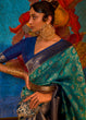 Load image into Gallery viewer, Green &amp; Blue Zari Woven Soft Silk Saree Clothsvilla