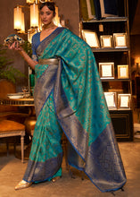 Load image into Gallery viewer, Green &amp; Blue Zari Woven Soft Silk Saree Clothsvilla