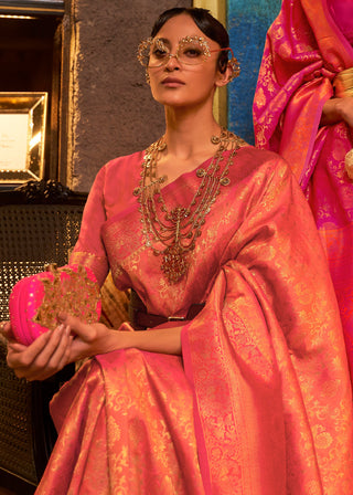 Shades Of Pink Zari Woven Soft Silk Saree Clothsvilla