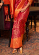 Load image into Gallery viewer, Red &amp; Orange Zari Woven Soft Silk Saree Clothsvilla