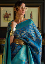 Load image into Gallery viewer, Shades Of Blue Zari Woven Soft Silk Saree Clothsvilla