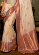 Load image into Gallery viewer, Beige Brown Copper Zari Woven Linen Silk Saree Clothsvilla