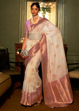 Load image into Gallery viewer, Beige Brown Copper Zari Woven Linen Silk Saree Clothsvilla
