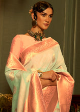 Load image into Gallery viewer, Mint Green Copper Zari Woven Linen Silk Saree Clothsvilla