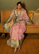 Load image into Gallery viewer, Flamingo Pink Copper Zari Woven Linen Silk Saree Clothsvilla