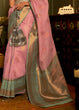 Load image into Gallery viewer, Flamingo Pink Copper Zari Woven Linen Silk Saree Clothsvilla