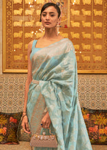 Load image into Gallery viewer, Arctic Blue Handloom Woven Silk Saree with Sequins work Clothsvilla