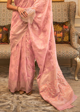 Load image into Gallery viewer, Flamingo Pink Handloom Woven Silk Saree with Sequins work Clothsvilla