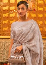 Load image into Gallery viewer, Rhinoceros Grey Handloom Woven Silk Saree with Sequins work Clothsvilla