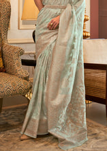 Load image into Gallery viewer, Mint Green Handloom Woven Silk Saree with Sequins work Clothsvilla