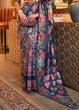 Load image into Gallery viewer, Berry Blue Kashmiri Handloom Weaving Silk Saree Clothsvilla