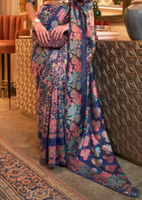 Load image into Gallery viewer, Berry Blue Kashmiri Handloom Weaving Silk Saree Clothsvilla