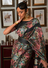 Load image into Gallery viewer, Midnight Black Kashmiri Handloom Weaving Silk Saree Clothsvilla