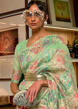 Load image into Gallery viewer, Pastel Green Kashmiri Handloom Weaving Silk Saree Clothsvilla