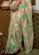 Load image into Gallery viewer, Pastel Green Kashmiri Handloom Weaving Silk Saree Clothsvilla