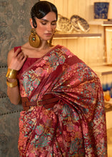 Load image into Gallery viewer, Ruby Red Kashmiri Handloom Weaving Silk Saree Clothsvilla