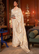 Load image into Gallery viewer, Ivory White Woven Banarasi Silk Saree with Tassels on Pallu Clothsvilla