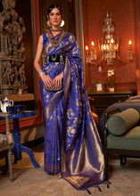 Load image into Gallery viewer, Admiral Blue Woven Banarasi Silk Saree with Tassels on Pallu Clothsvilla