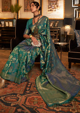 Load image into Gallery viewer, Pine Green Woven Banarasi Silk Saree with Tassels on Pallu Clothsvilla