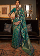Load image into Gallery viewer, Pine Green Woven Banarasi Silk Saree with Tassels on Pallu Clothsvilla