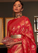 Load image into Gallery viewer, Bridal Red Woven Banarasi Silk Saree with Tassels on Pallu Clothsvilla