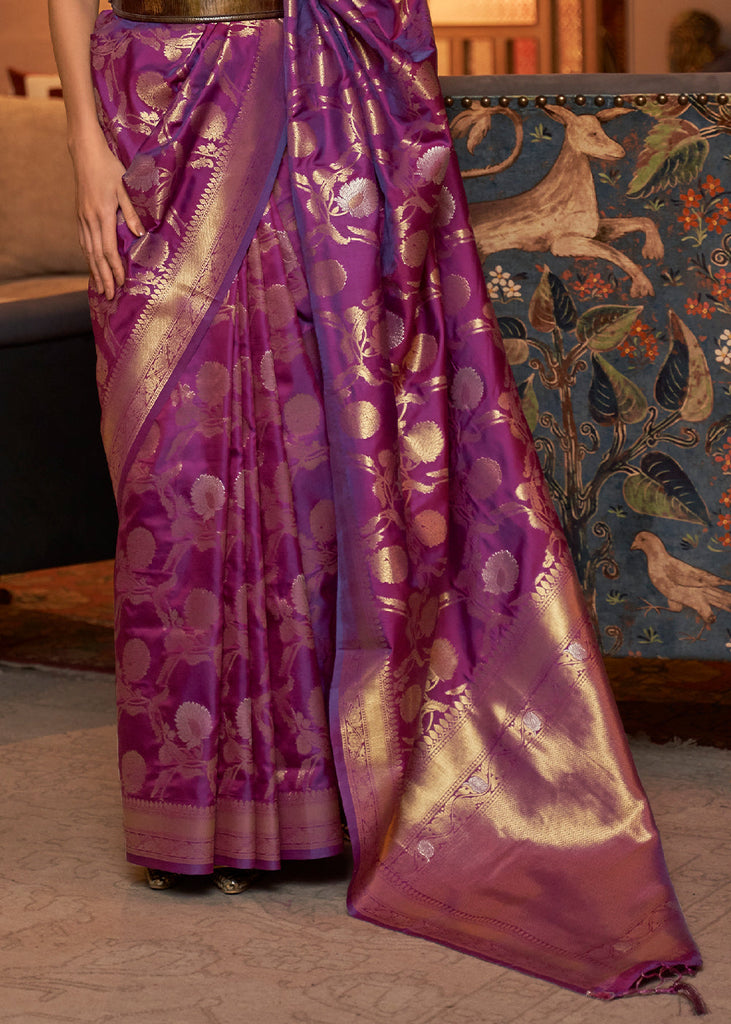 Royal Purple Woven Banarasi Silk Saree with Tassels on Pallu Clothsvilla