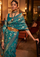 Load image into Gallery viewer, Sapphire Blue Woven Banarasi Silk Saree with Tassels on Pallu Clothsvilla