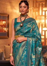 Load image into Gallery viewer, Sapphire Blue Woven Banarasi Silk Saree with Tassels on Pallu Clothsvilla