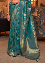 Load image into Gallery viewer, Sapphire Blue Woven Banarasi Silk Saree with Tassels on Pallu Clothsvilla