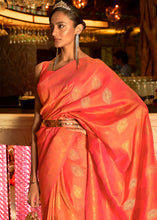 Load image into Gallery viewer, Soda Orange Handloom Woven Banarasi Silk Saree Clothsvilla