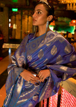 Load image into Gallery viewer, Lapis Blue Handloom Woven Banarasi Silk Saree Clothsvilla