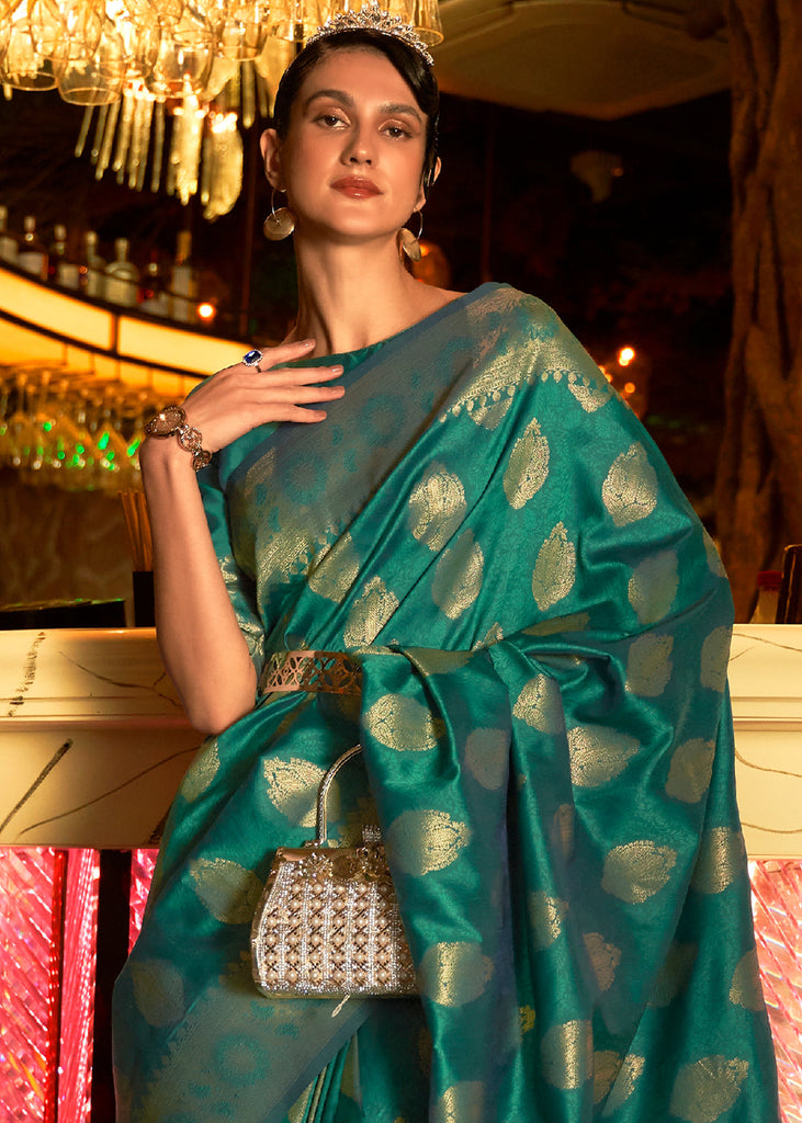 Castleton Green Handloom Woven Banarasi Silk Saree Clothsvilla