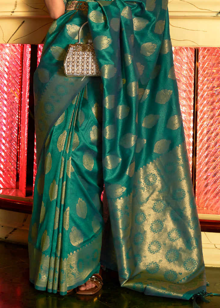 Castleton Green Handloom Woven Banarasi Silk Saree Clothsvilla