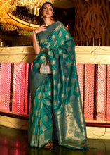 Load image into Gallery viewer, Castleton Green Handloom Woven Banarasi Silk Saree Clothsvilla