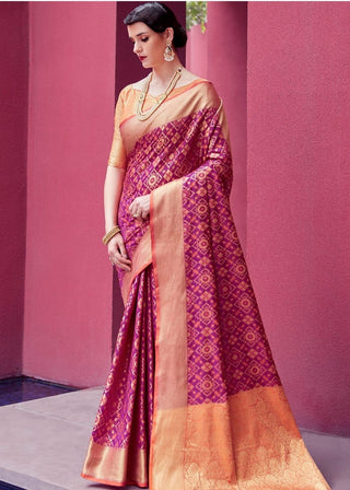 Royal Purple Woven Patola Silk Saree Clothsvilla
