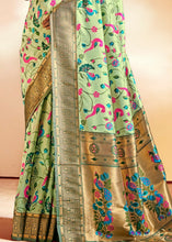 Load image into Gallery viewer, Mint Green Woven Banarasi Paithani Silk Saree Clothsvilla