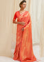 Salmon Orange & Golden Blend Kanjivaram Silk Saree Clothsvilla