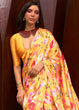 Load image into Gallery viewer, Saffron Yellow Floral Printed Satin Crepe Saree Clothsvilla