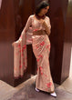 Load image into Gallery viewer, Shades Of Brown Floral Printed Satin Crepe Saree Clothsvilla