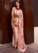 Load image into Gallery viewer, Shades Of Brown Floral Printed Satin Crepe Saree Clothsvilla