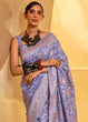 Load image into Gallery viewer, Crocus Purple Lucknowi Chikankari Weaving Silk Saree Clothsvilla