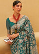 Load image into Gallery viewer, Pine Green Lucknowi Chikankari Weaving Silk Saree Clothsvilla