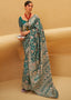 Pine Green Lucknowi Chikankari Weaving Silk Saree Clothsvilla