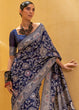 Load image into Gallery viewer, Berry Blue Lucknowi Chikankari Weaving Silk Saree Clothsvilla